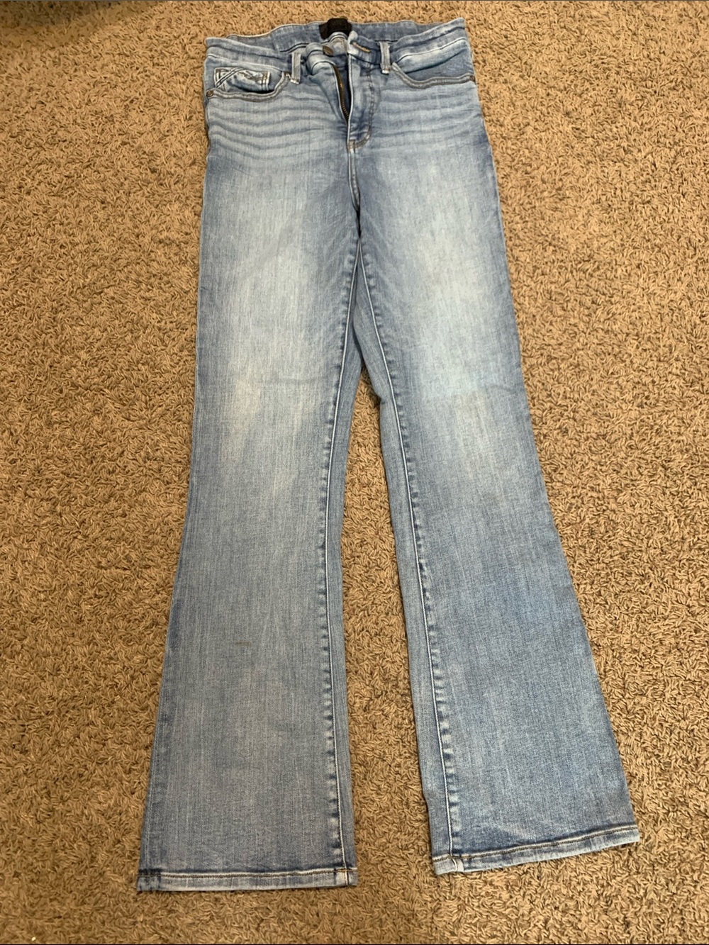 Buckle Light Blue Flare Jeans - Mid Rise Stretch